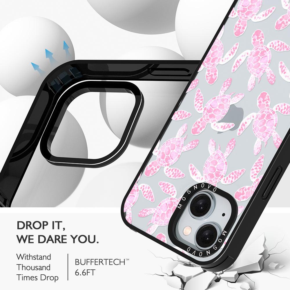 Pink Turtle Phone Case - iPhone 15 Case Black