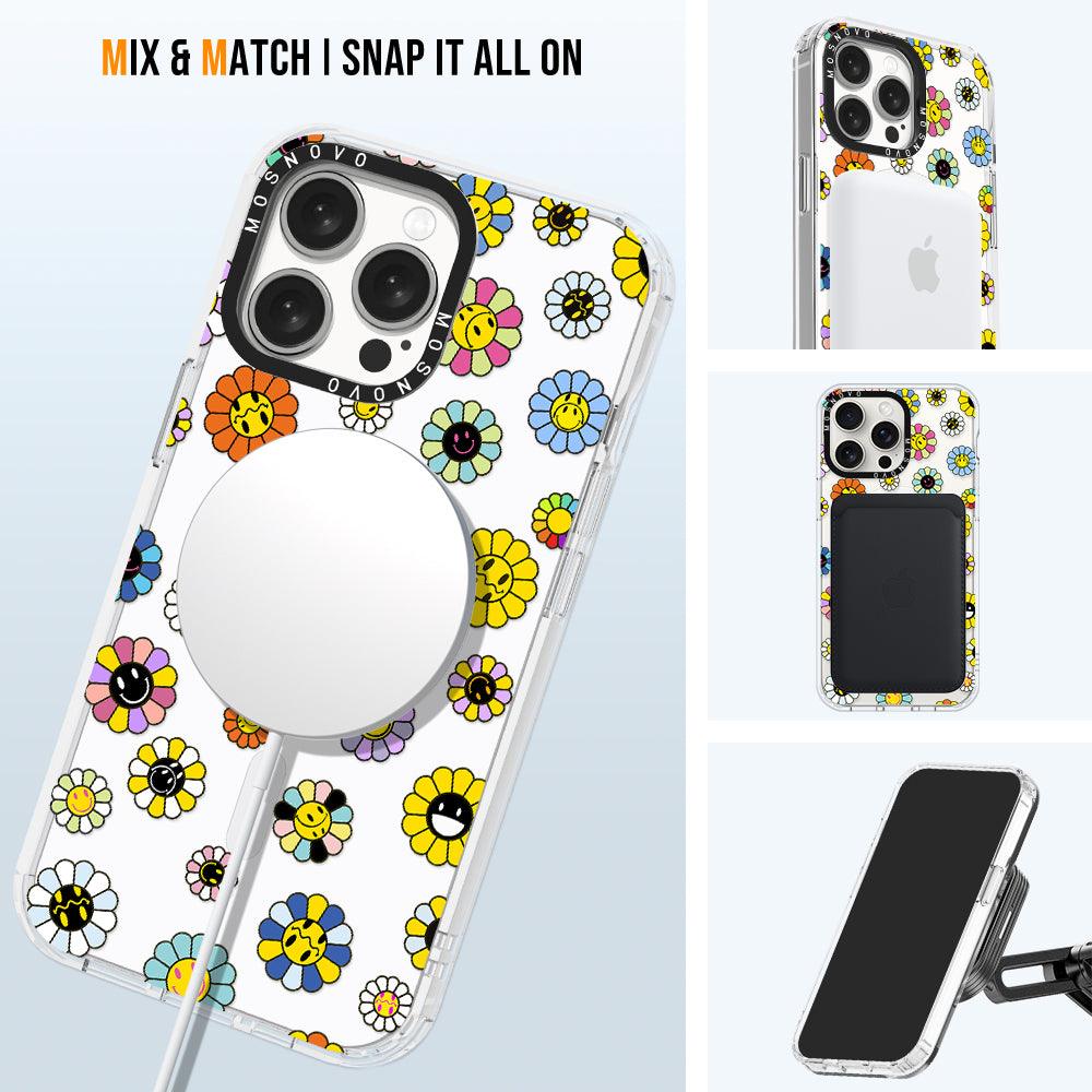 Flower Smiley Face Phone Case - iPhone 15 Pro Max Case - MOSNOVO