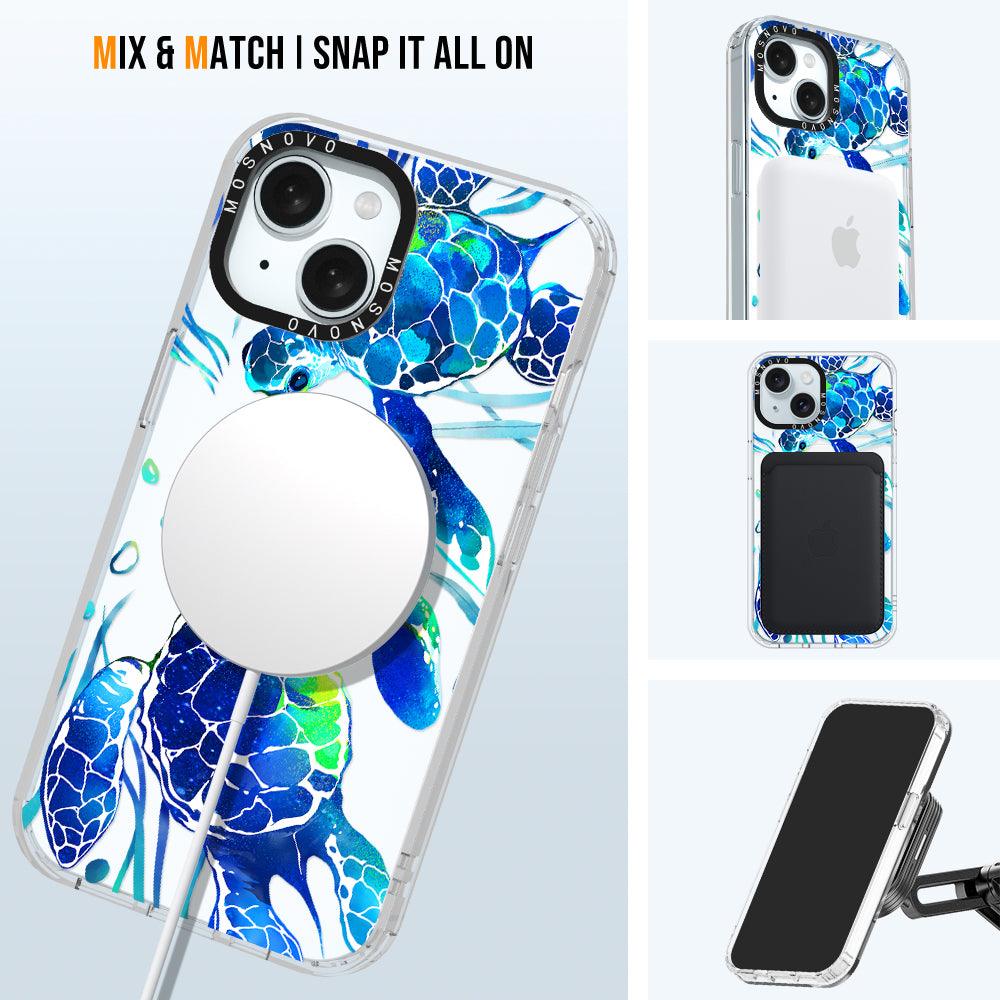 Blue Sea Turtle Phone Case - iPhone 15 Case - MOSNOVO