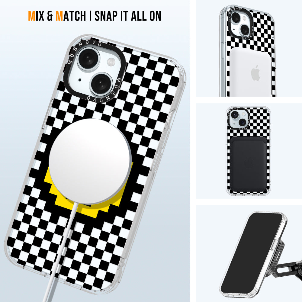 Smile Checkered Phone Case - iPhone 15 Plus Case - MOSNOVO