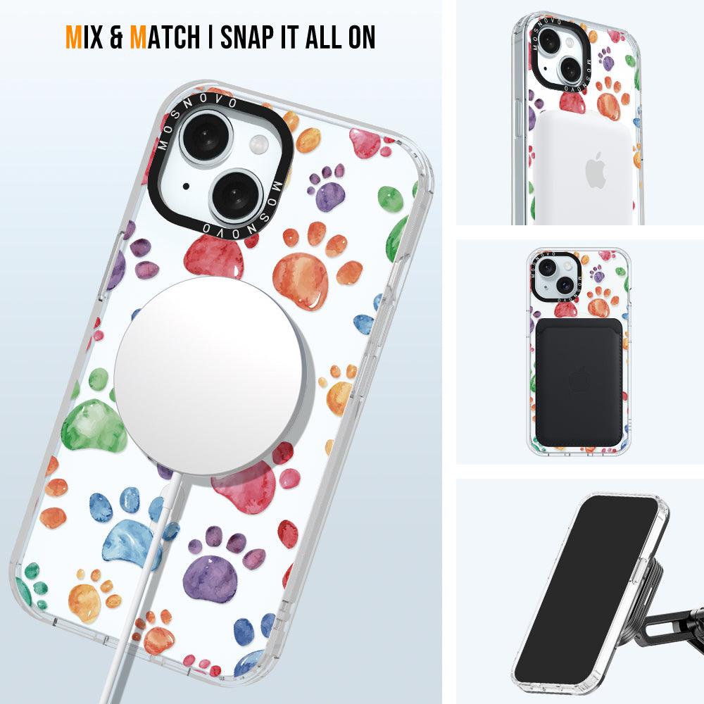 Colorful Paw Phone Case - iPhone 15 Case - MOSNOVO