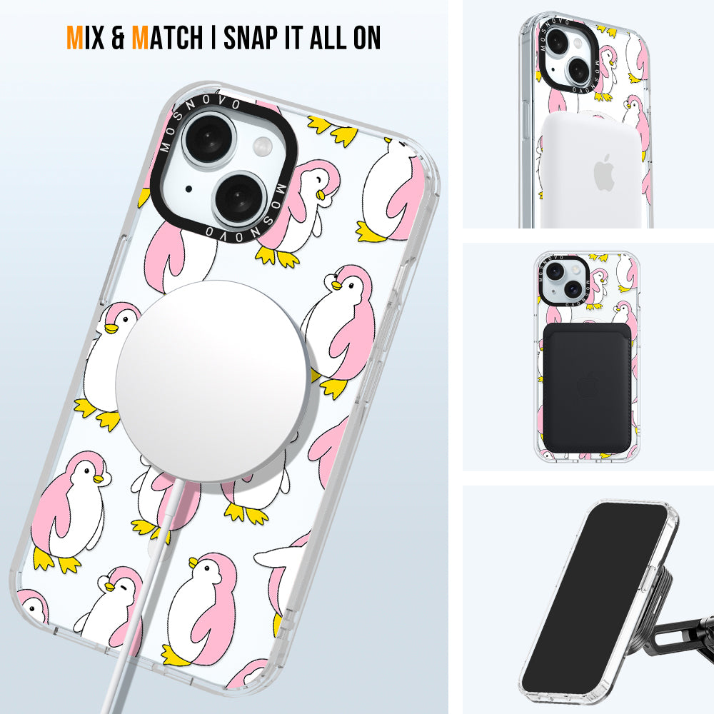 Pink Penguins Phone Case - iPhone 15 Plus Case - MOSNOVO