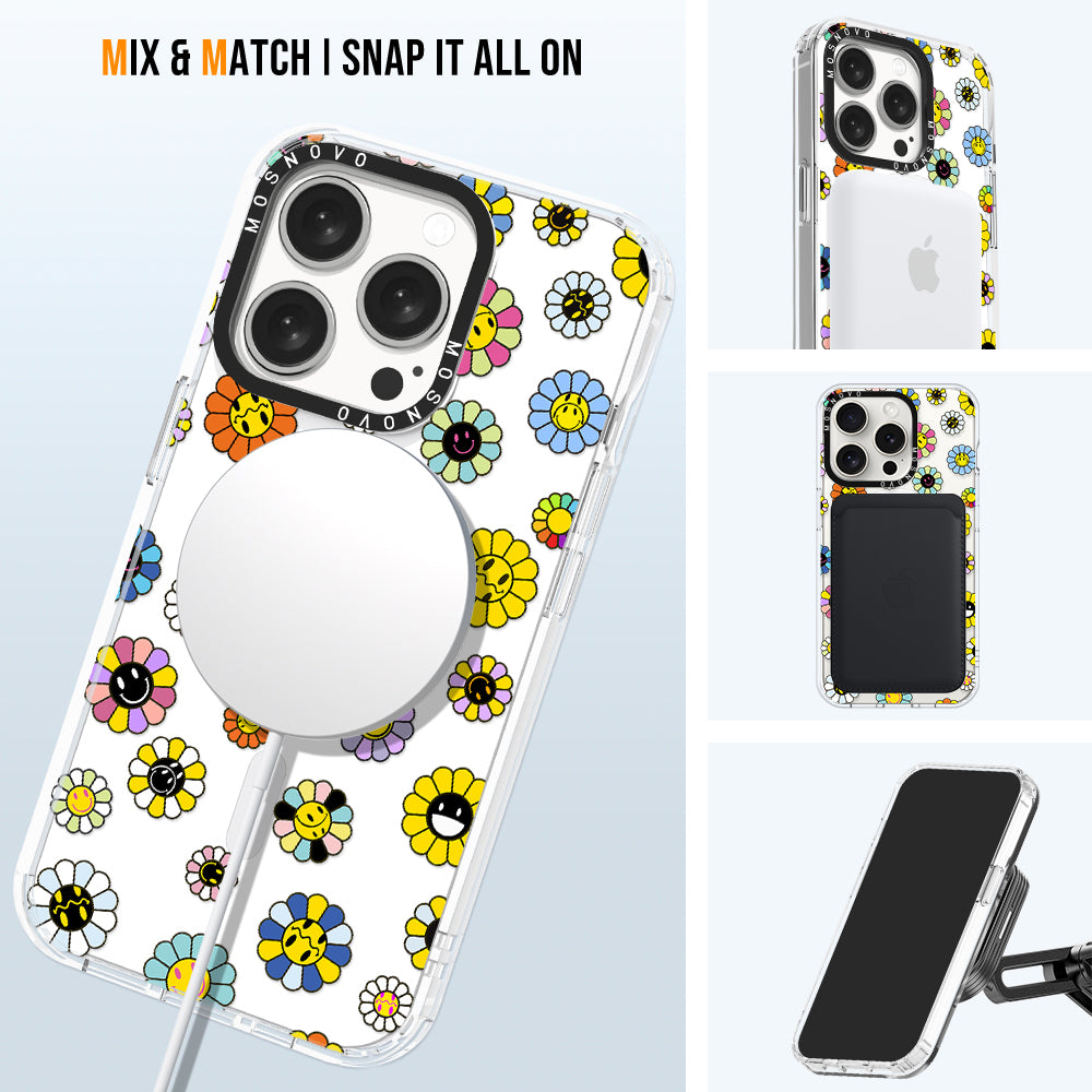 Flower Smiley Face Phone Case - iPhone 15 Pro Case - MOSNOVO