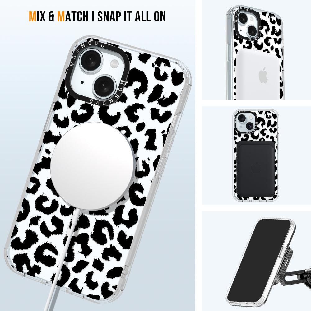 Black Leopard Phone Case - iPhone 15 Plus Case - MOSNOVO