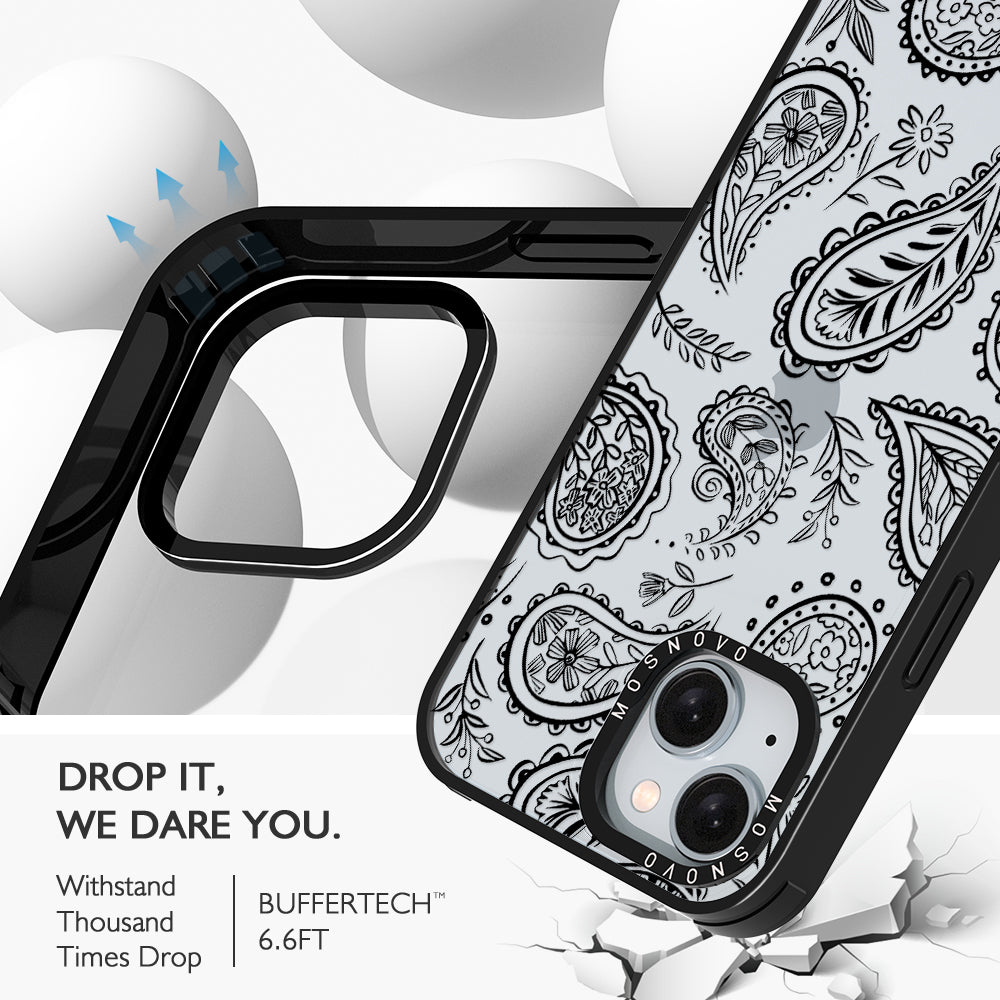 Black Paisley Phone Case - iPhone 15 Case - MOSNOVO