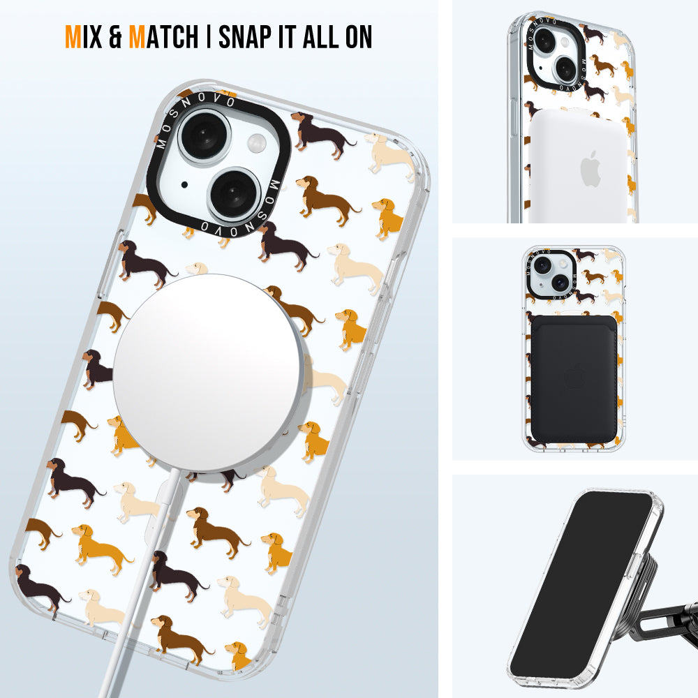 Cute Dachshund Phone Case - iPhone 15 Case Clear With Magsafe