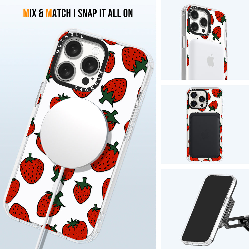 Red Strawberry Phone Case - iPhone 15 Pro Max Case - MOSNOVO