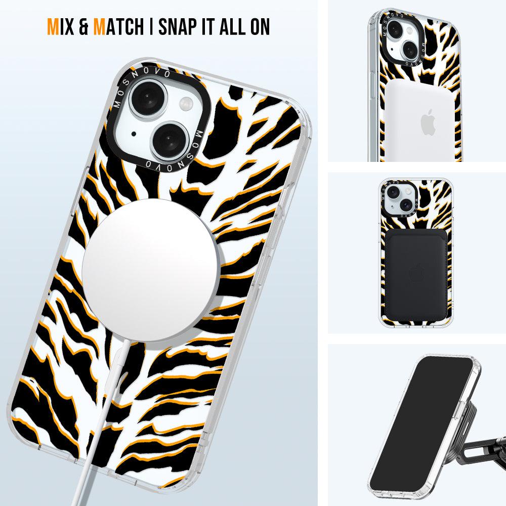 Tiger Print Phone Case - iPhone 15 Plus Case - MOSNOVO