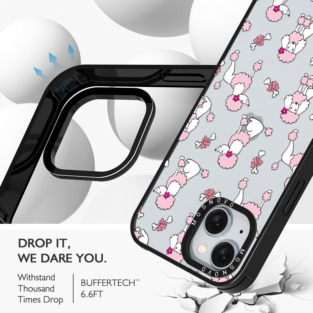 Pink Poodle Phone Case - iPhone 15 Case Black