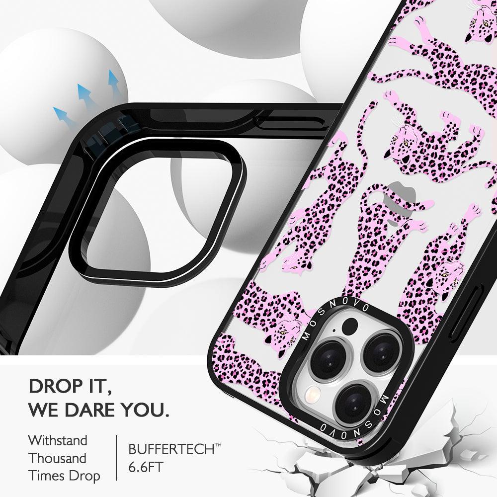 Pink Leopard Phone Case - iPhone 15 Pro Max Case - MOSNOVO