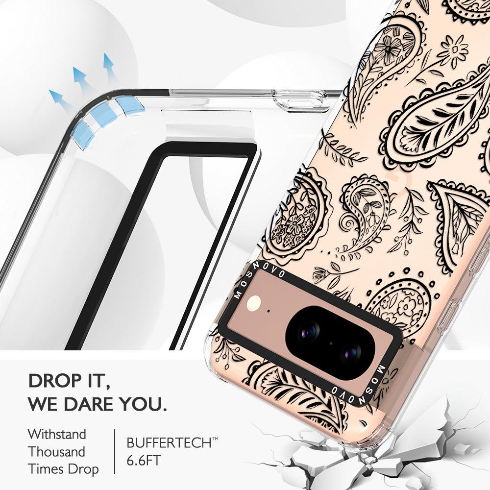 Black Paisley Phone Case - Google Pixel 8 Case - MOSNOVO