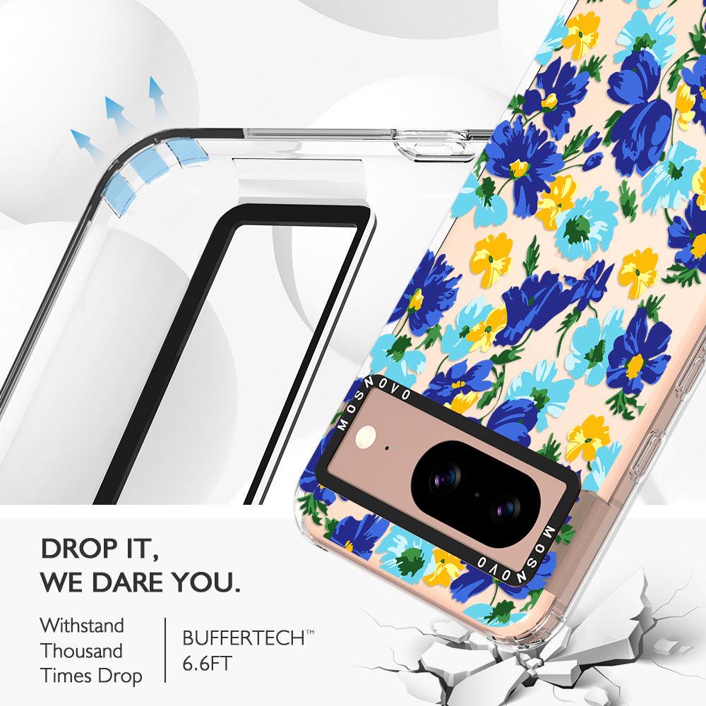 Vintage Blue Floral Phone Case - Google Pixel 8 Case - MOSNOVO