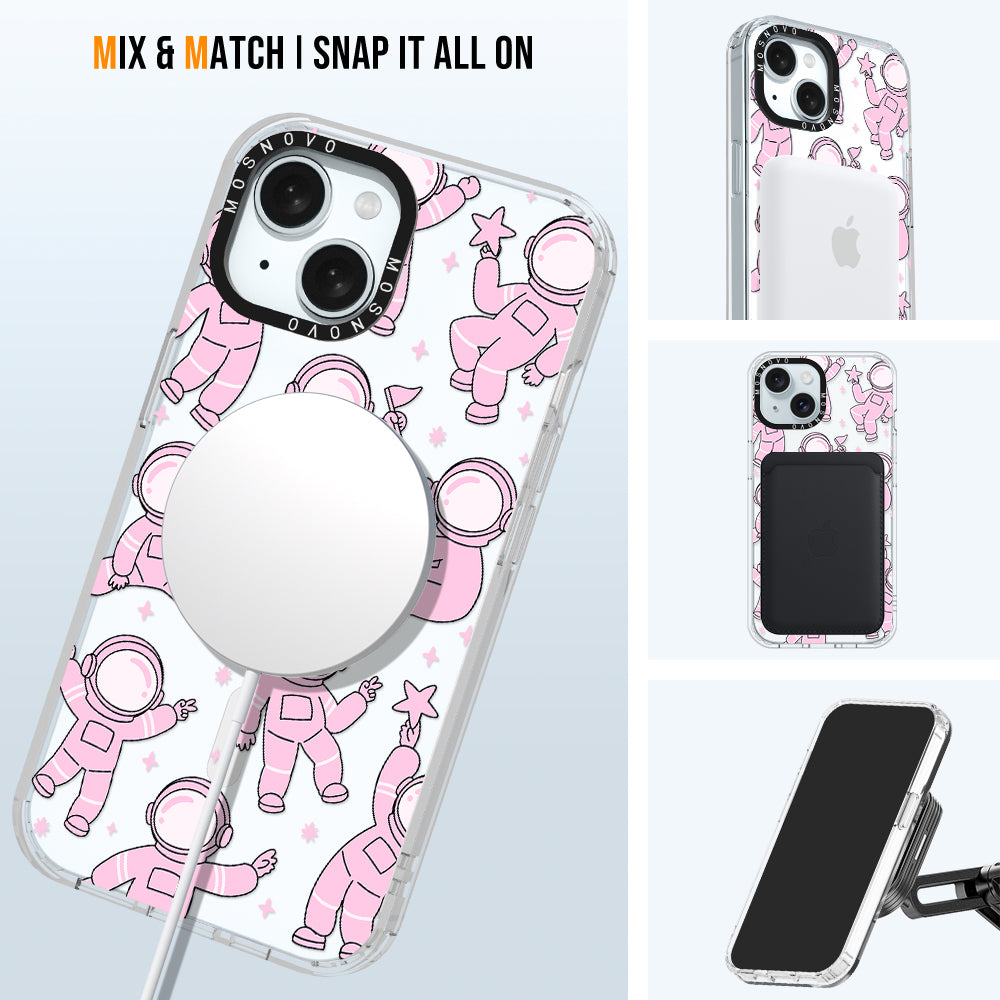 Pink Astronaut Phone Case - iPhone 15 Case - MOSNOVO