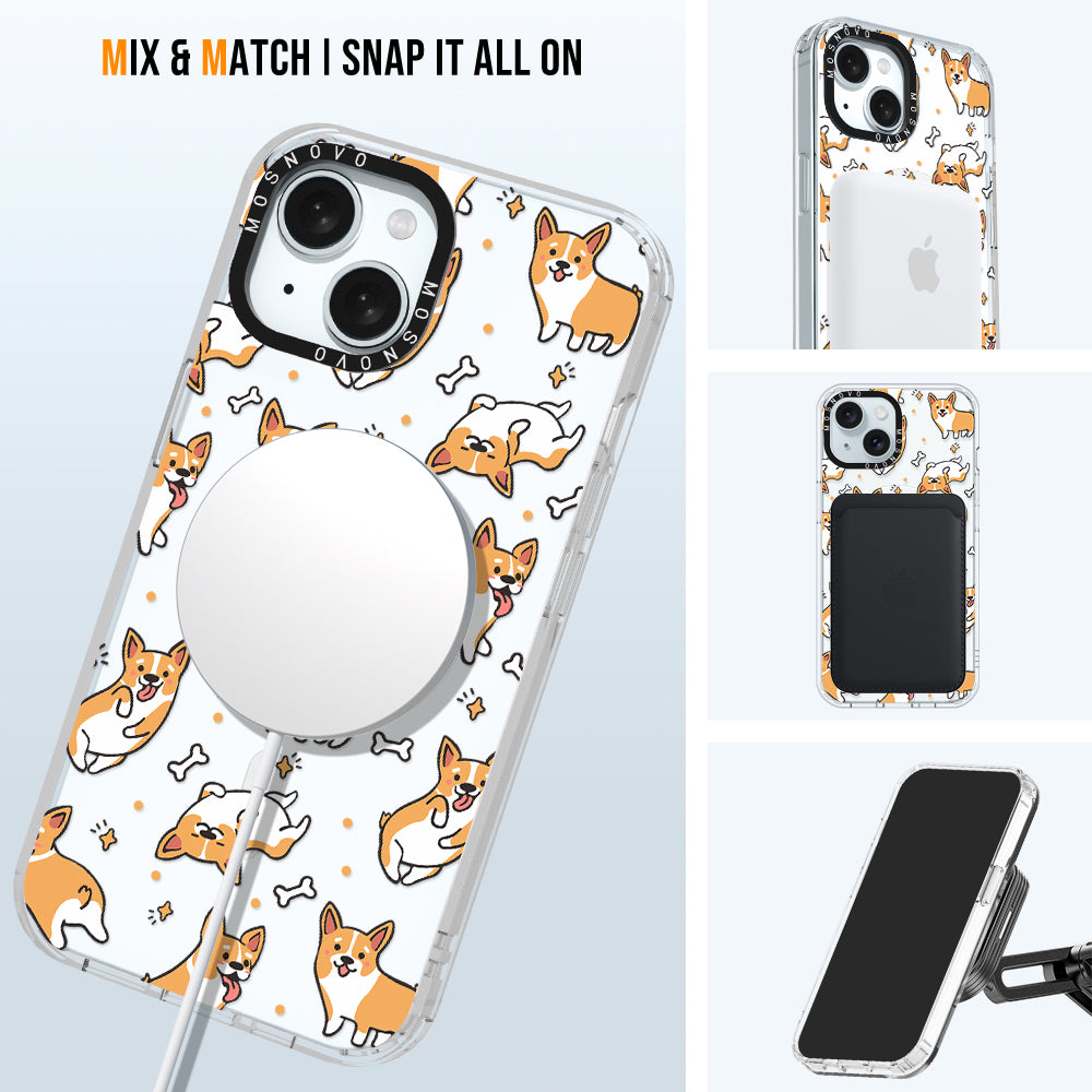 Cute Corgi Phone Case - iPhone 15 Case Clear With Magsafe