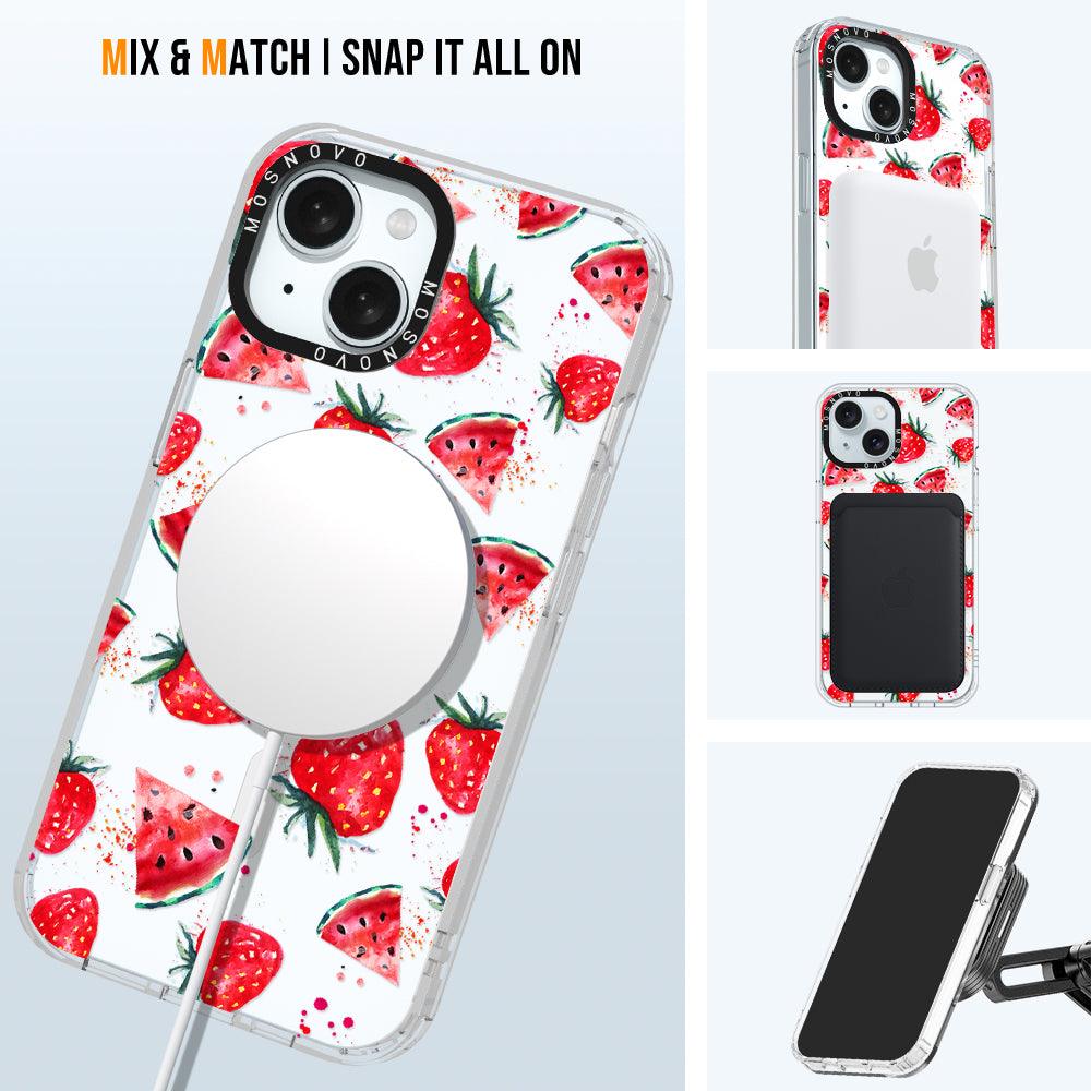 Watermelon and Strawberry Phone Case - iPhone 15 Plus Case - MOSNOVO