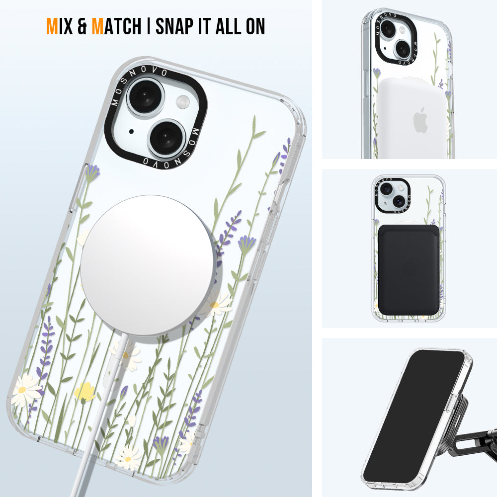 Wild Meadow Floral Phone Case - iPhone 15 Plus Case - MOSNOVO