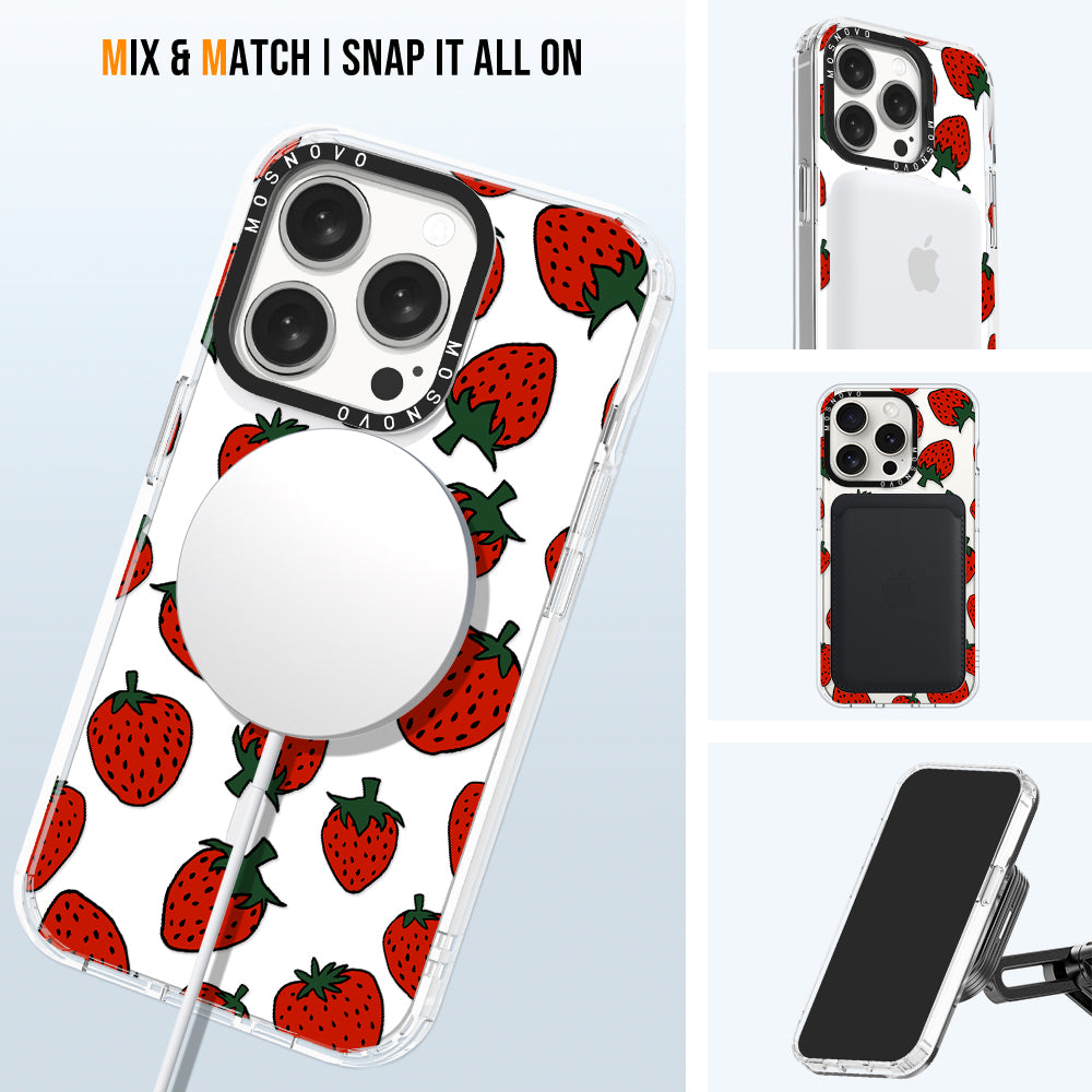 Red Strawberry Phone Case - iPhone 15 Pro Case - MOSNOVO