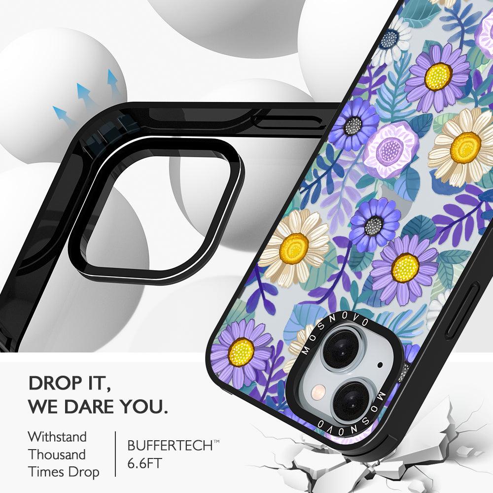 Purple Floral Phone Case - iPhone 15 Case - MOSNOVO