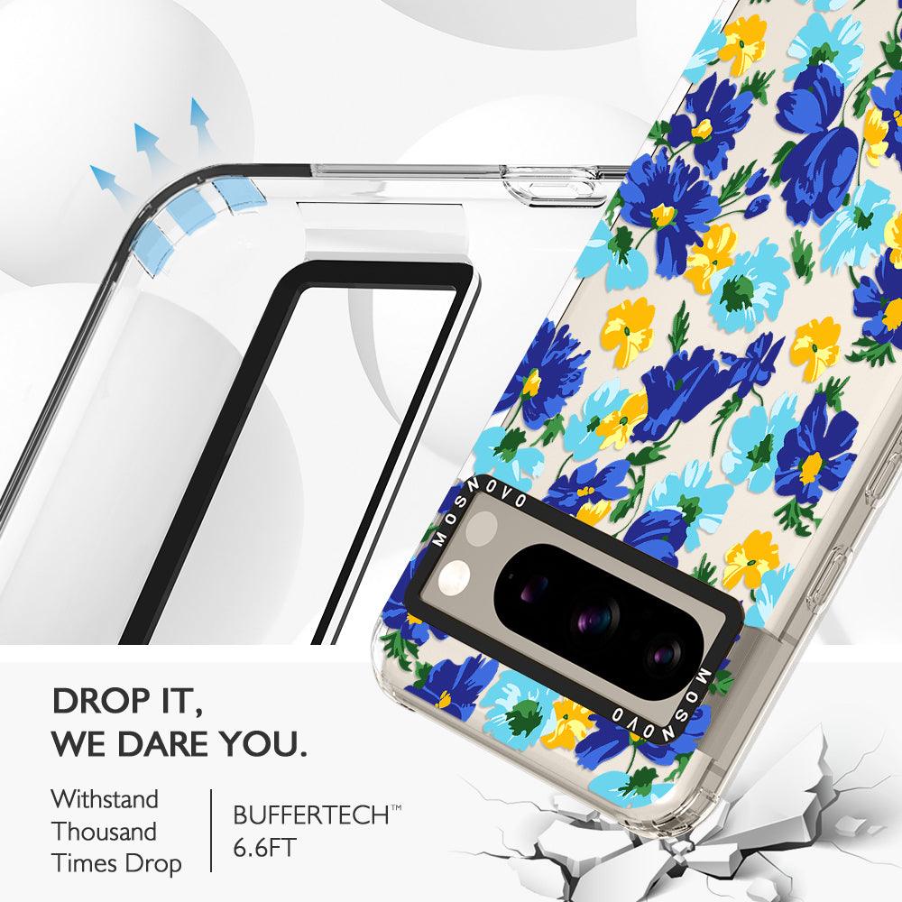 Vintage Blue Floral Phone Case - Google Pixel 8 Pro Case - MOSNOVO