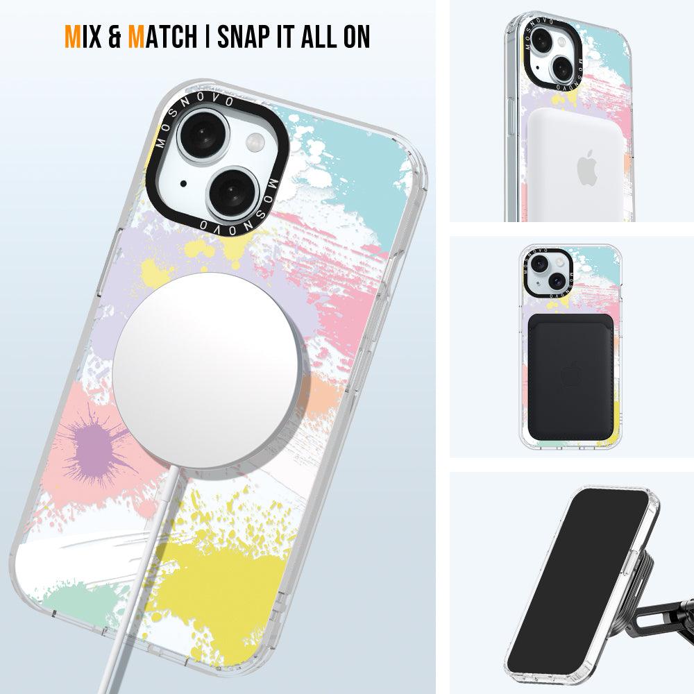 Splash Paint Phone Case - iPhone 15 Case Clear With Magsafe