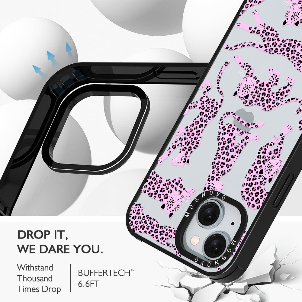 Pink Leopard Phone Case - iPhone 15 Plus Case - MOSNOVO