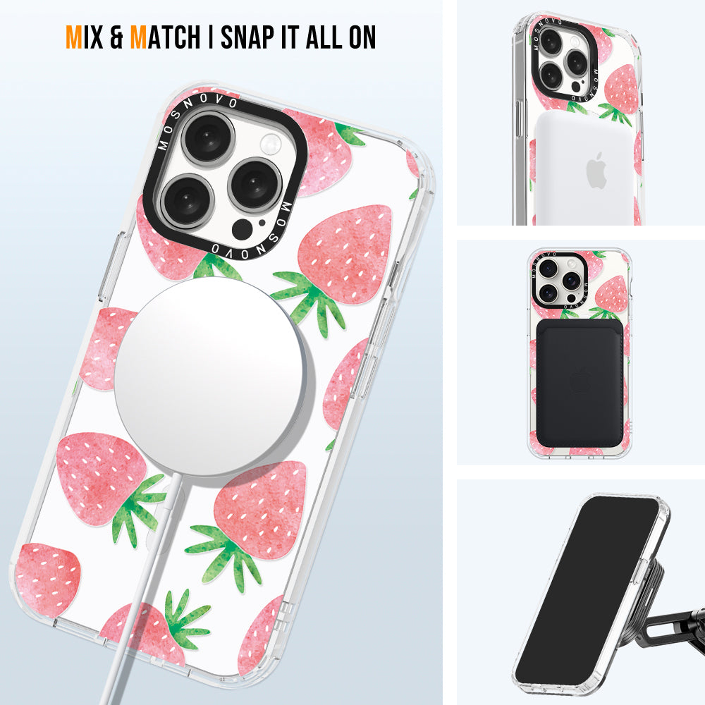 Pastel Strawberry Phone Case - iPhone 15 Pro Max Case - MOSNOVO