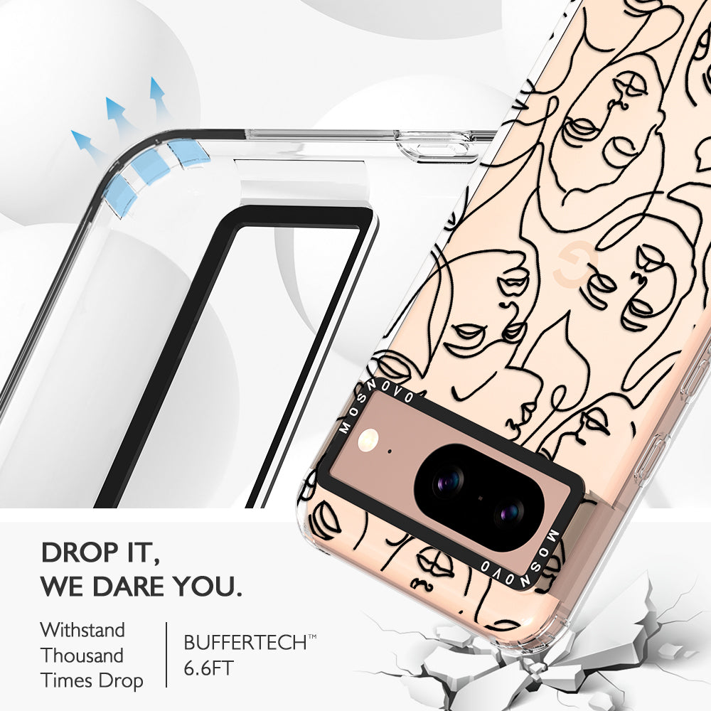 Abstract Face Line Art Phone Case - Google Pixel 8 Case - MOSNOVO