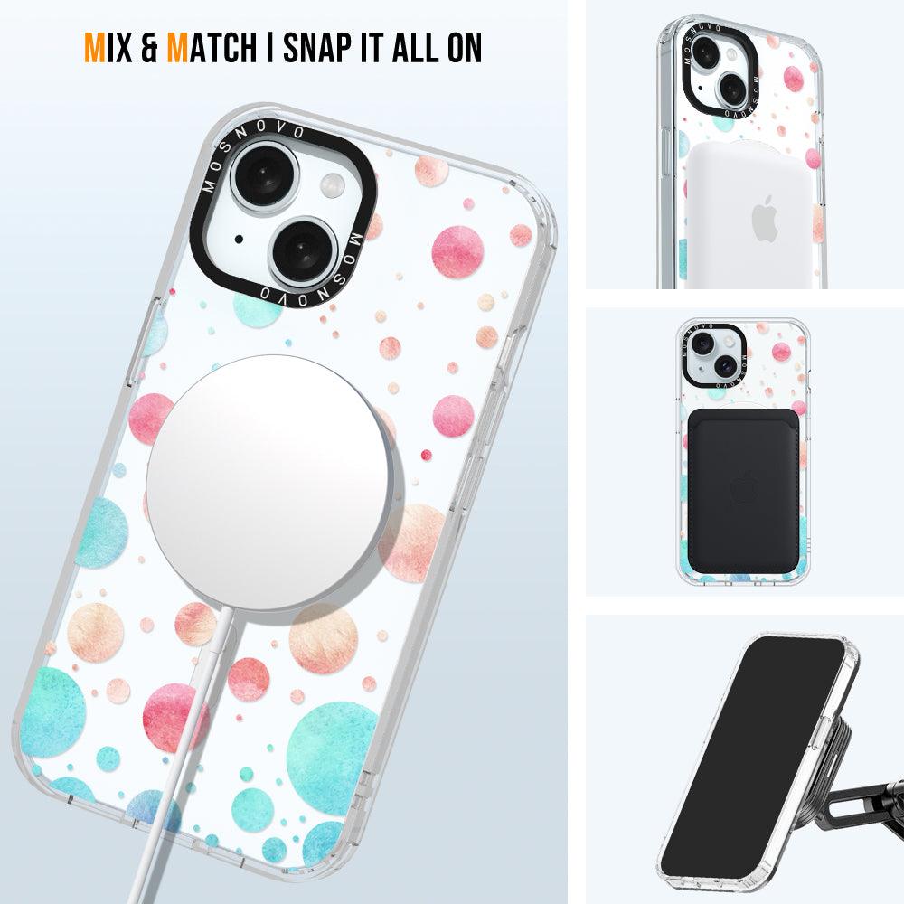 Watercolor Polka Dot Phone Case - iPhone 15 Case Clear With Magsafe