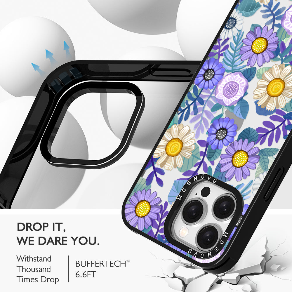 Purple Floral Phone Case - iPhone 15 Pro Max Case - MOSNOVO