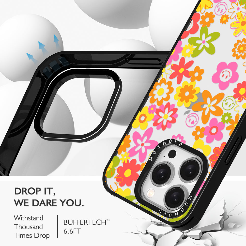 70's Groovy Floral Phone Case - iPhone 15 Pro Case - MOSNOVO