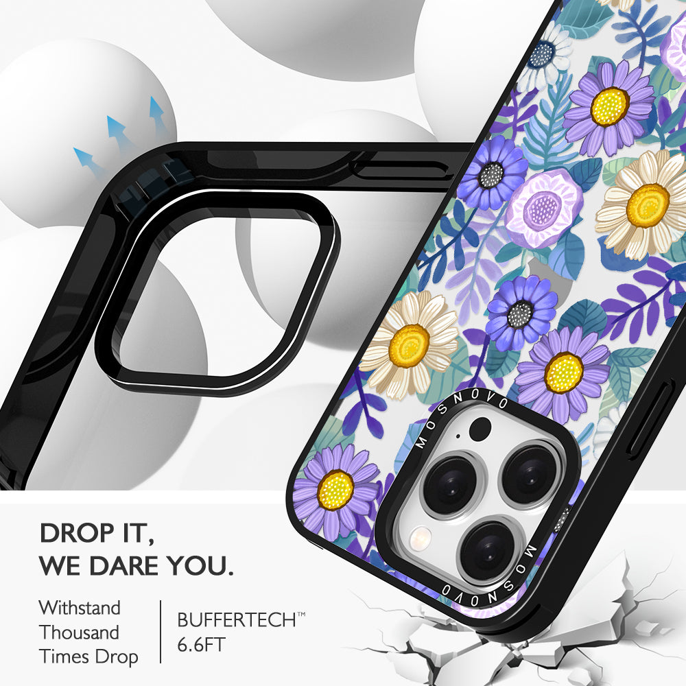 Purple Floral Phone Case - iPhone 15 Pro Case - MOSNOVO