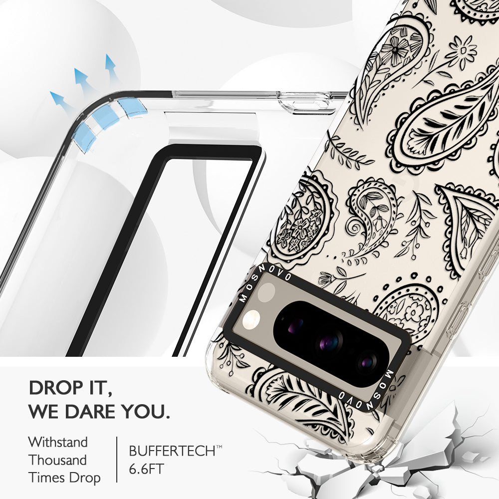 Black Paisley Phone Case - Google Pixel 8 Pro Case - MOSNOVO