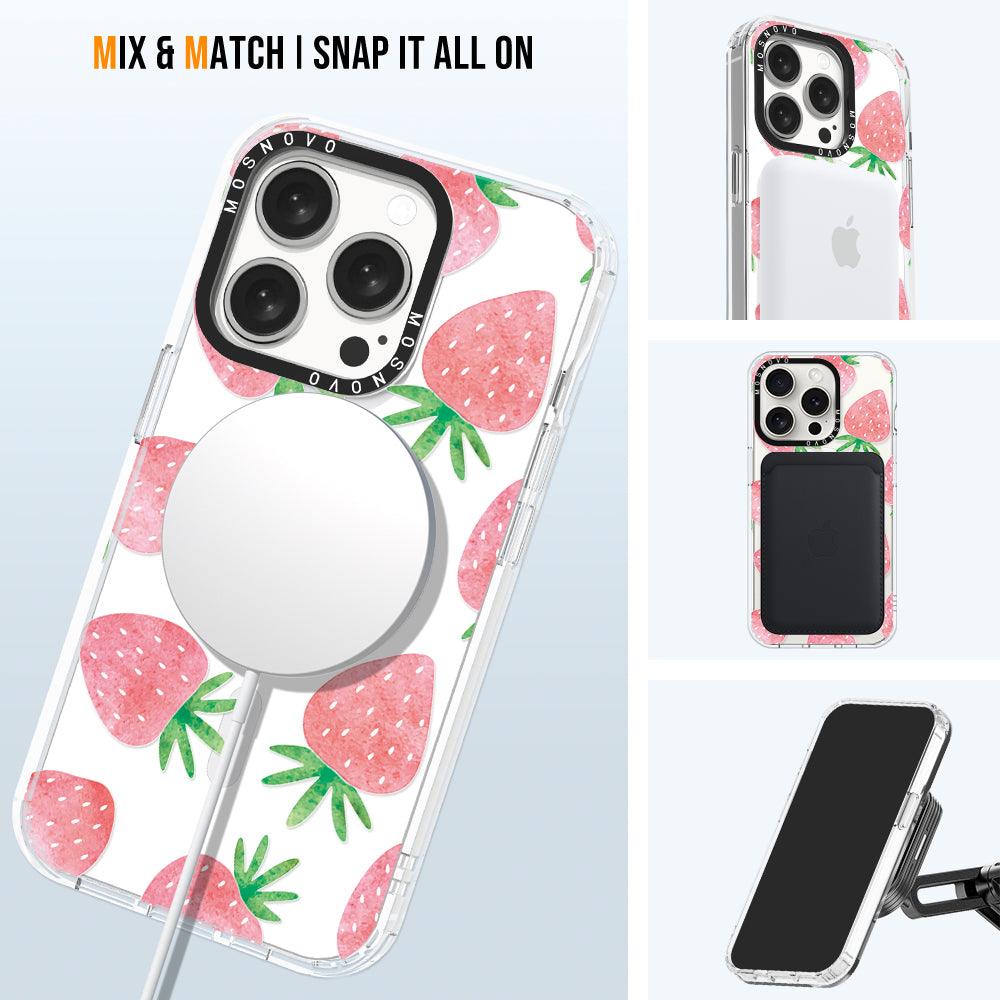 Pastel Strawberry Phone Case - iPhone 15 Pro Case - MOSNOVO