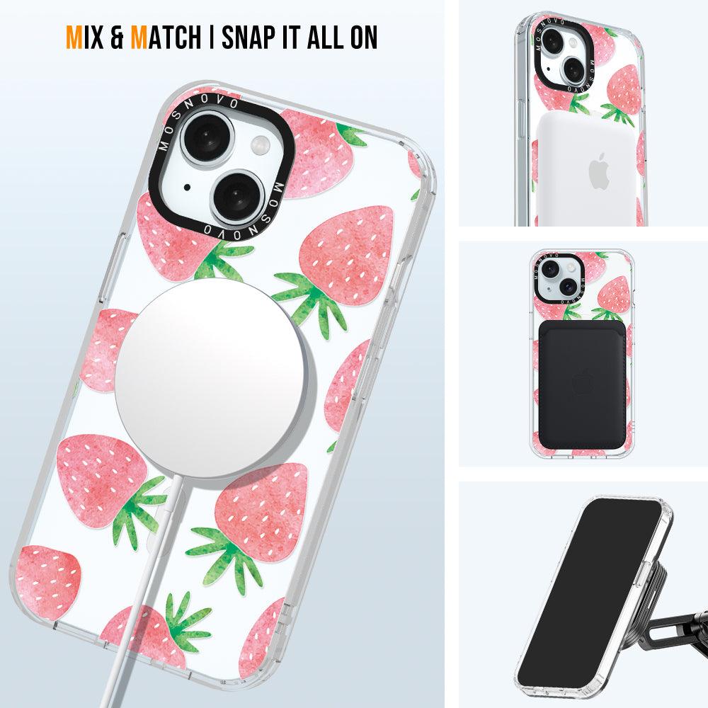 Pastel Strawberry Phone Case - iPhone 15 Case - MOSNOVO