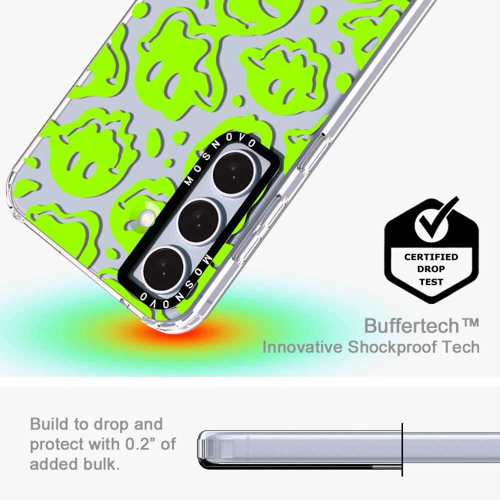 Distorted Green Smiles Face Phone Case - Samsung Galaxy S24 Plus Case - MOSNOVO