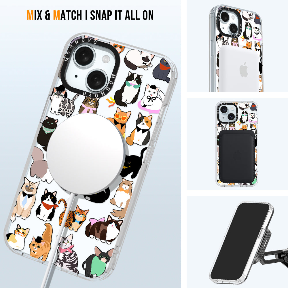 Cute Cats Phone Case - iPhone 15 Case Clear With Magsafe