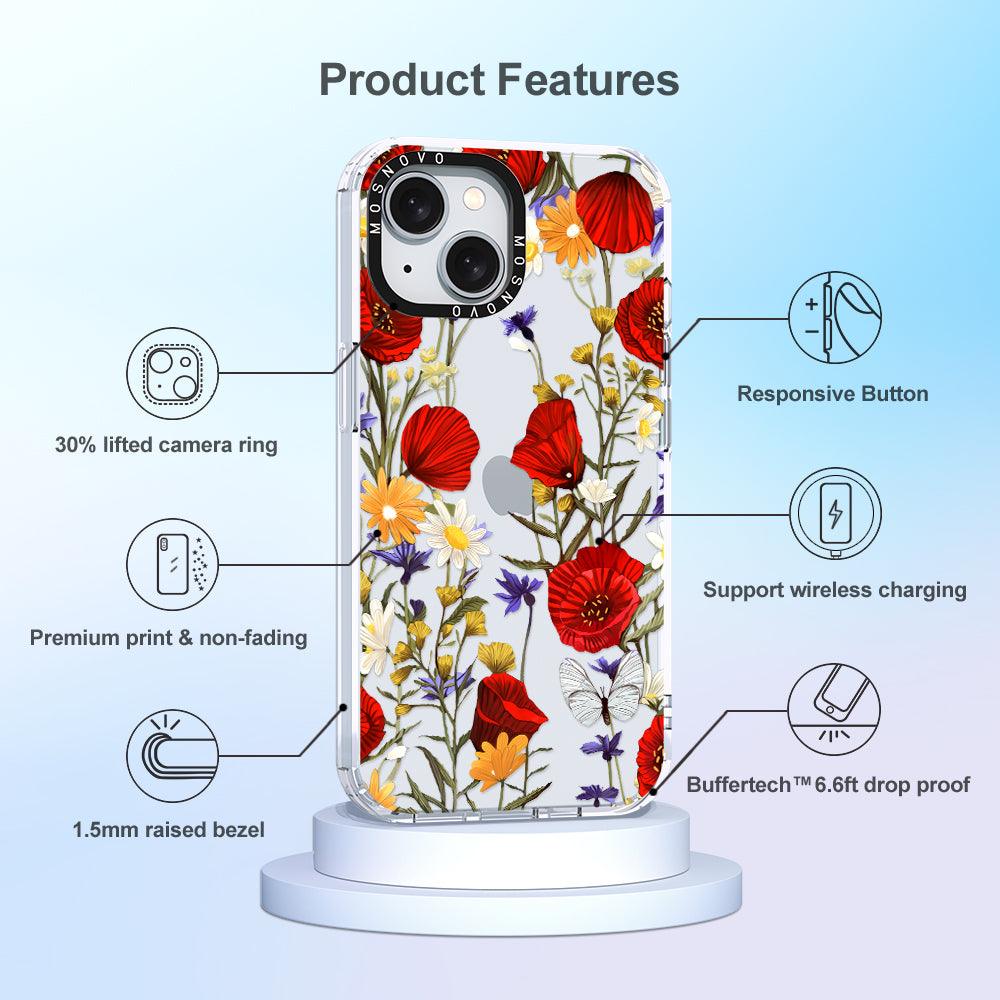 Poppy Floral Phone Case - iPhone 15 Case - MOSNOVO