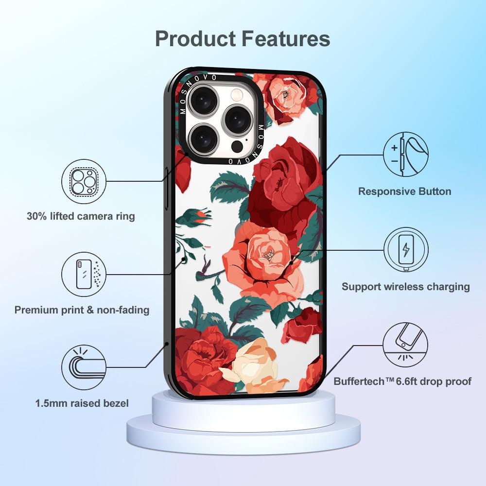 Vintage Red Rose Phone Case - iPhone 15 Pro Max Case - MOSNOVO