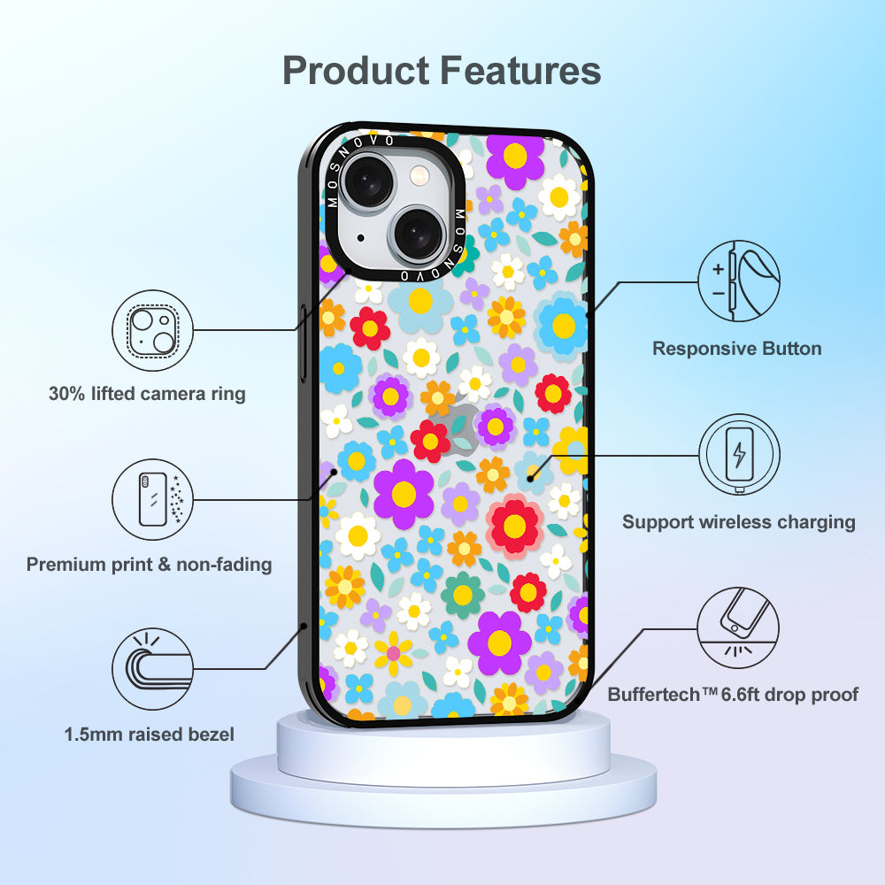 Retro Flower Phone Case - iPhone 15 Plus Case - MOSNOVO