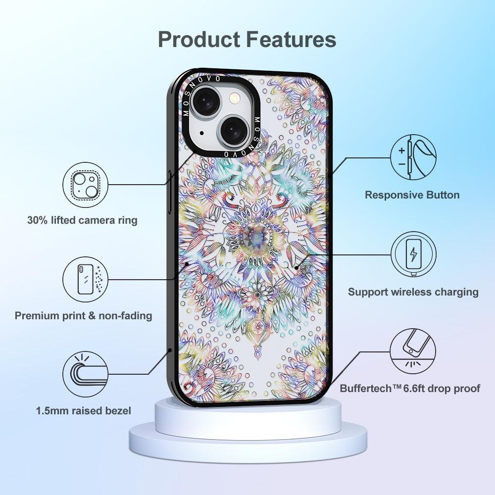 Rainbow Mandala Phone Case - iPhone 15 Plus Case - MOSNOVO