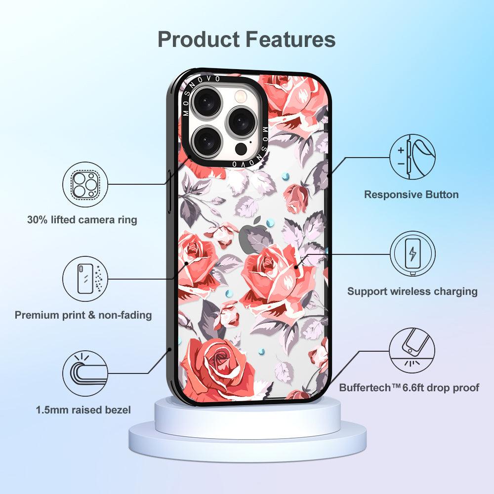 Retro Flower Roses Phone Case - iPhone 15 Pro Max Case - MOSNOVO