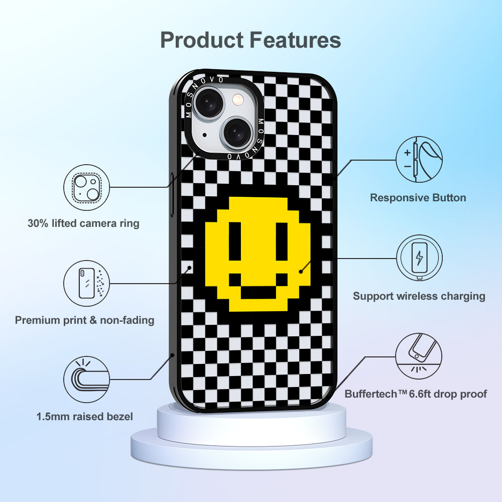 Smile Checkered Phone Case - iPhone 15 Case - MOSNOVO