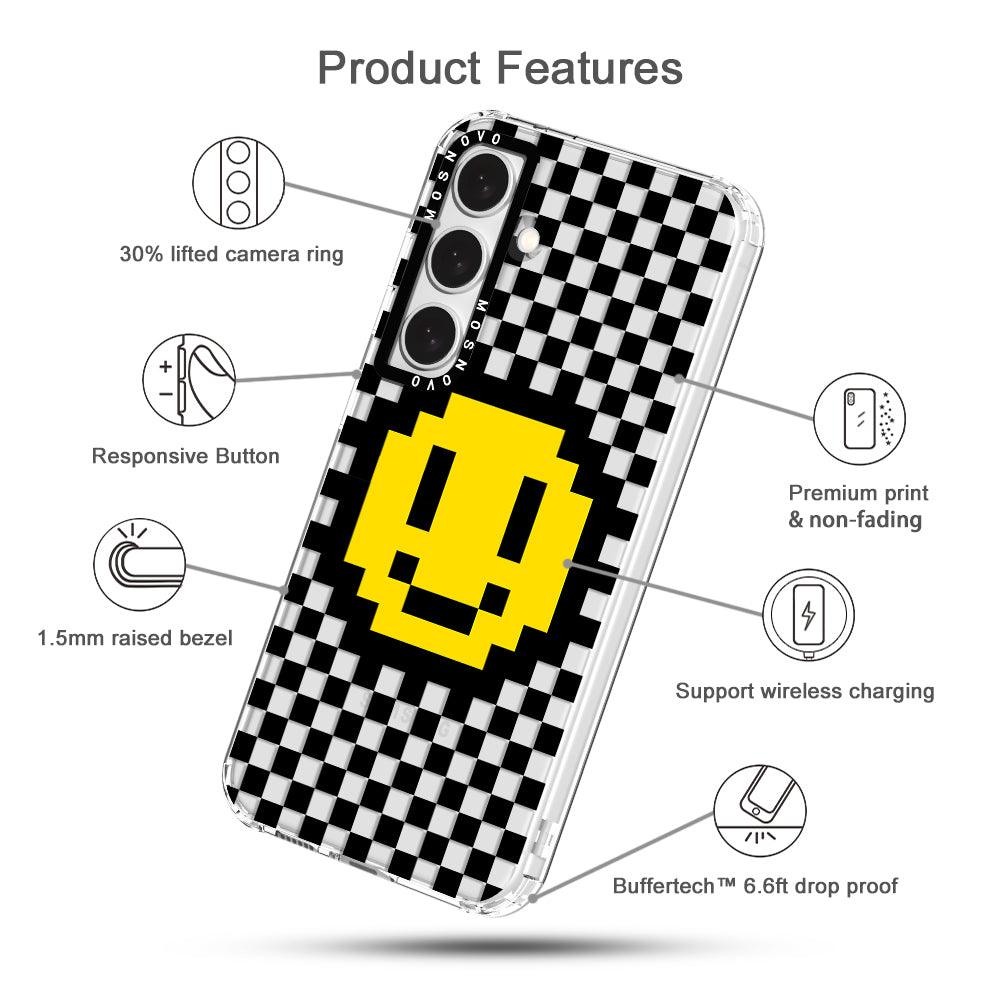 Smile Checkered Phone Case - Samsung Galaxy S24 Case