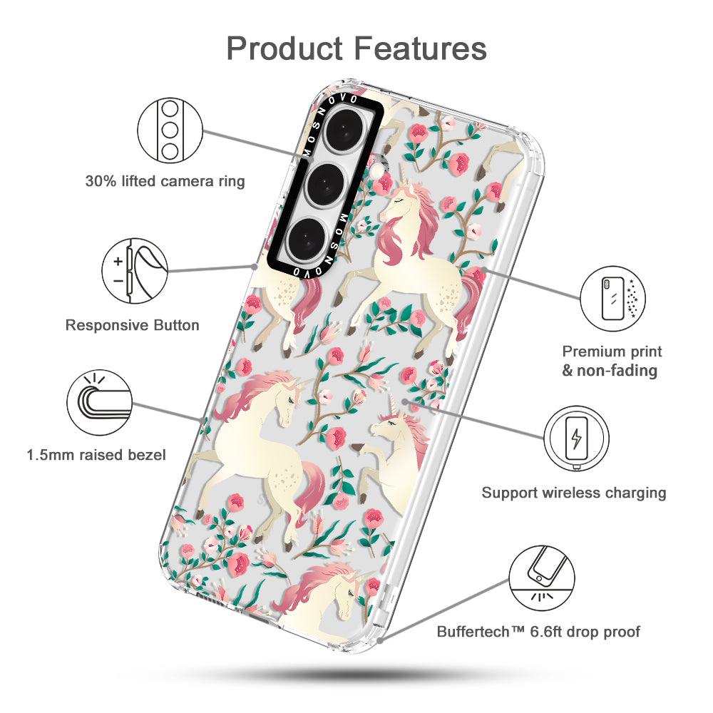 Unicorn Flower Garden Phone Case - Samsung Galaxy S24 Case - MOSNOVO