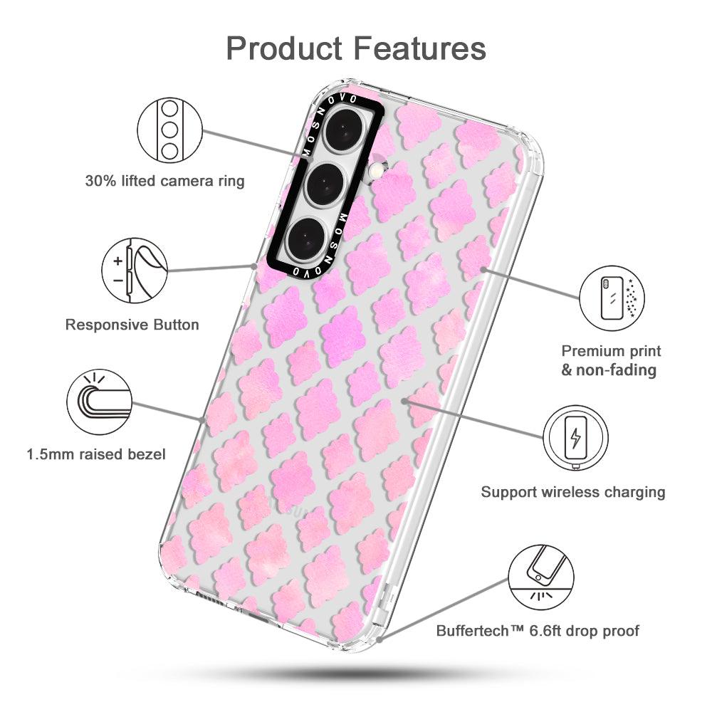 Pink Flower Diamond Phone Case - Samsung Galaxy S24 Plus Case - MOSNOVO