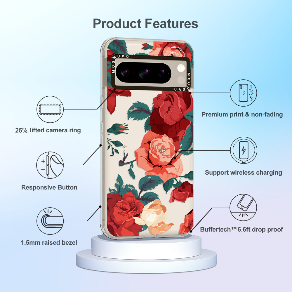 Vintage Red Rose Phone Case - Google Pixel 8 Pro Case - MOSNOVO