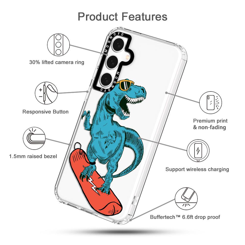 Surfing Dinosaur Phone Case - Samsung Galaxy S23 FE Case