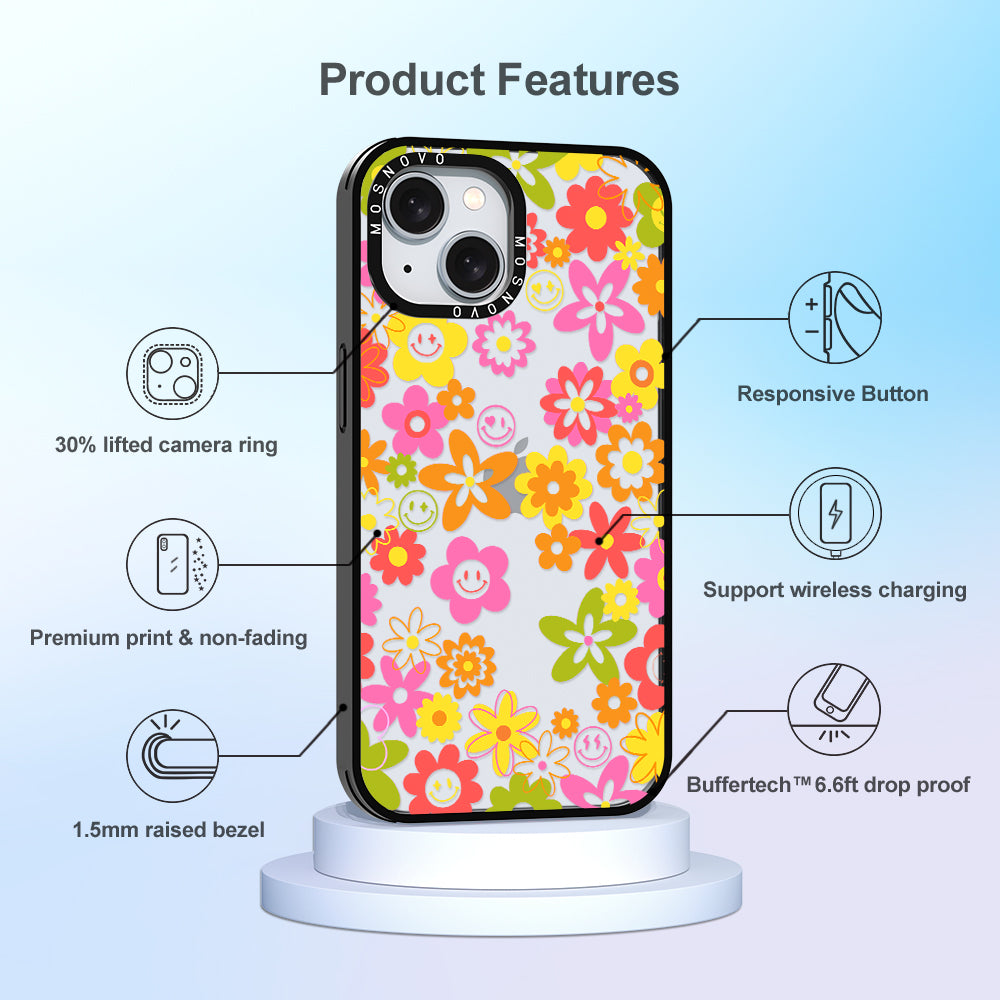 70's Groovy Floral Phone Case - iPhone 15 Case - MOSNOVO