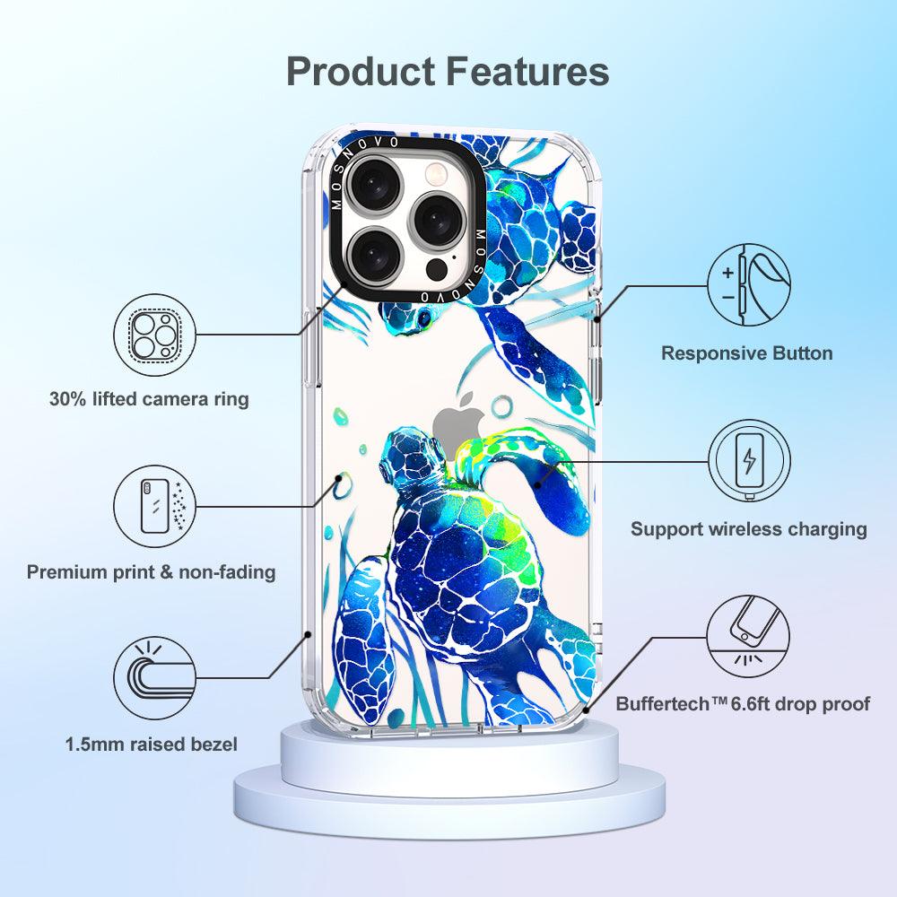 Blue Sea Turtle Phone Case - iPhone 15 Pro Max Case - MOSNOVO