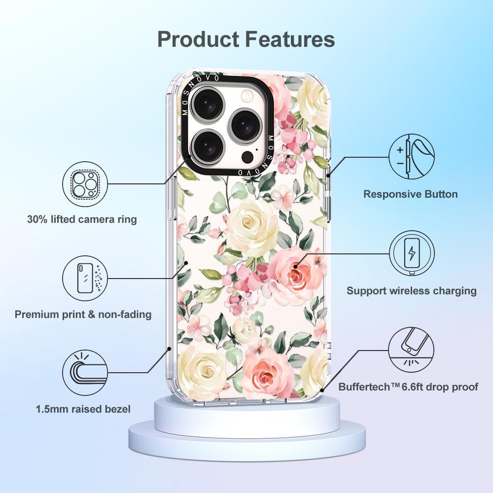 Watercolor Flower Floral Phone Case - iPhone 15 Pro Case - MOSNOVO